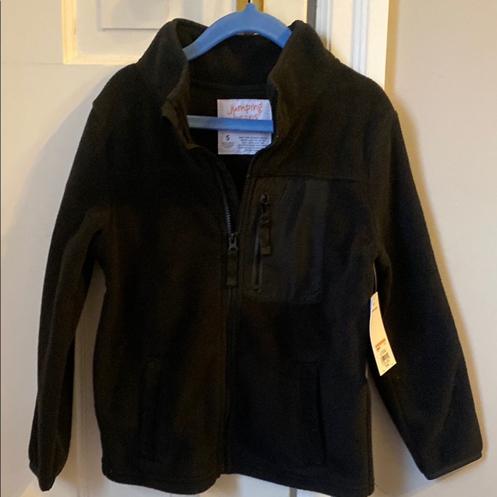 Jumping Beans Kids Black Fleece Zipper front Jacket Size 5